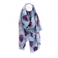 Organic Cotton Blue Mix Flower Print  Scarf by Peace of Mind